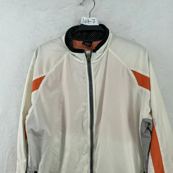Nike Wind Breaker Jacket Youth Boy Sz L 12-14 White Orange Blue Full Zip Pockets - Picture 6 of 12